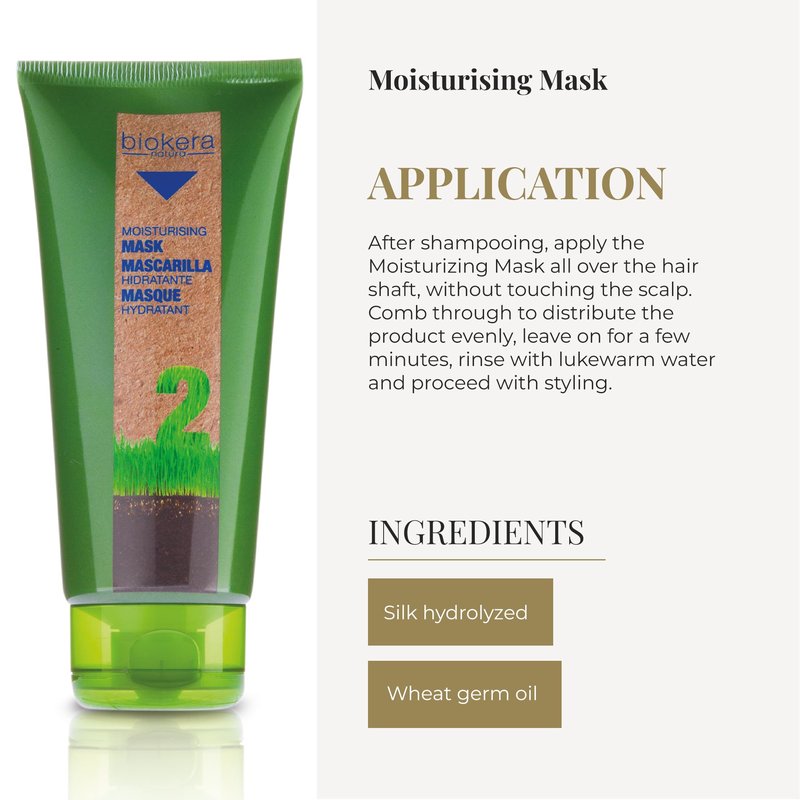SALERM - Moisturizing Mask Biokera Natura - 200 ml - Ideal for Dry or Dehydrated Hair - with Wheat Germ Oil - Deep Hydration - Smoother and Shinier Hair