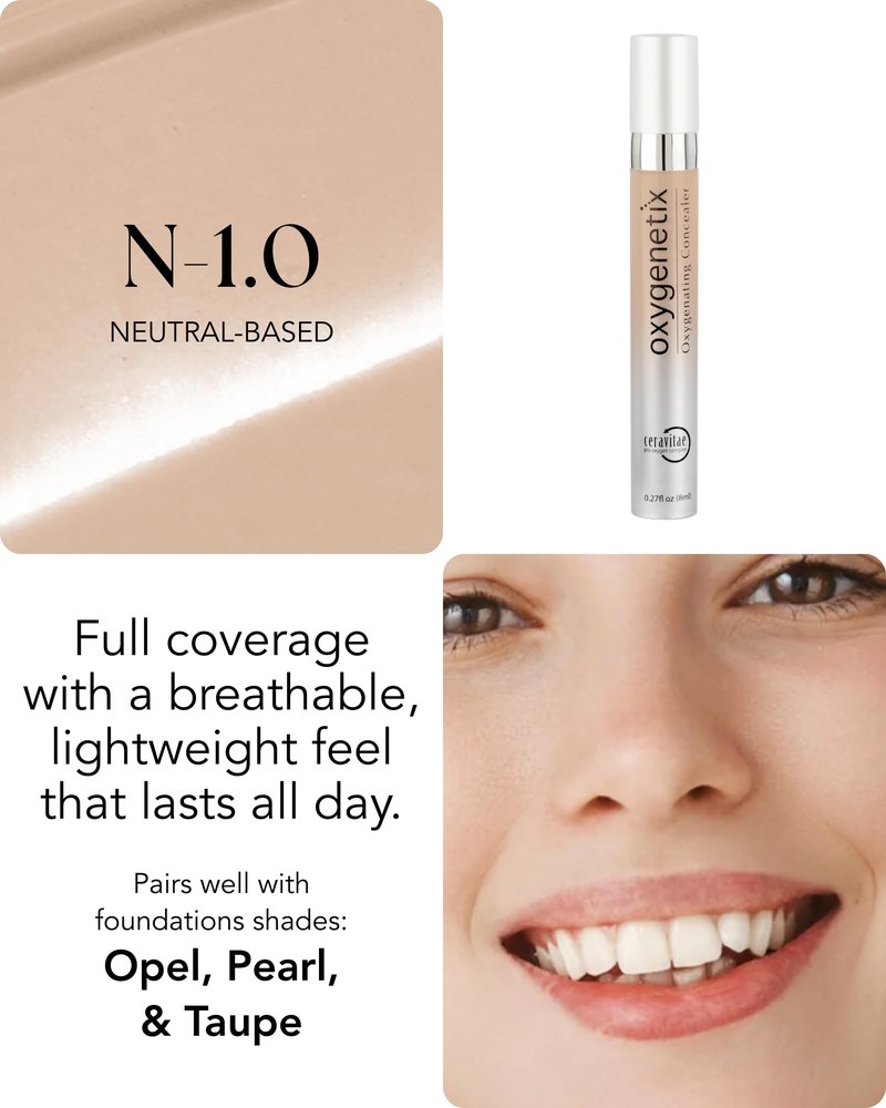 Oxygenetix Oxygenating Concealer – N-1.0 | Full Coverage for Dark Circles, Face & Body | Lightweight, Sweat-Resistant Formula