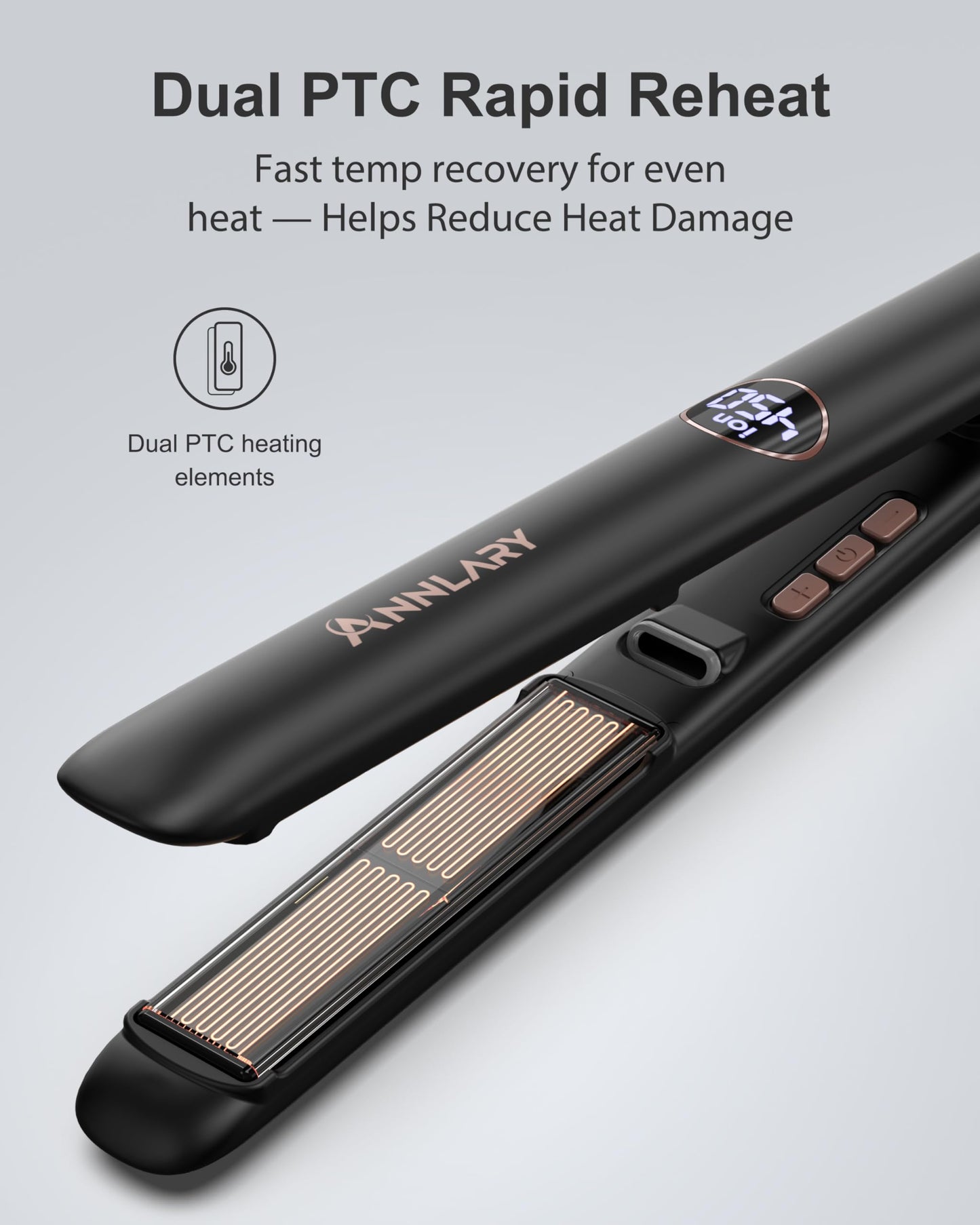 Annlary Hair Straightener, 1 Inch Flat Iron Hair Straightener and Curler 2 in 1, Professional Ceramic Ionic Dual Voltage Flat Iron with Anti-Iron Silicone for Less Frizz, Shinier & Smoother Hair
