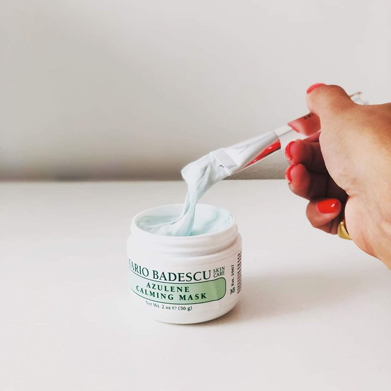 Mario Badescu Azulene Calming Mask, Clay Mask Face Care Ideal for All Skin Types, Pore Minimizer with Olive Leaf Extract, Vitamin E and Kaolin Clay, 2 Oz