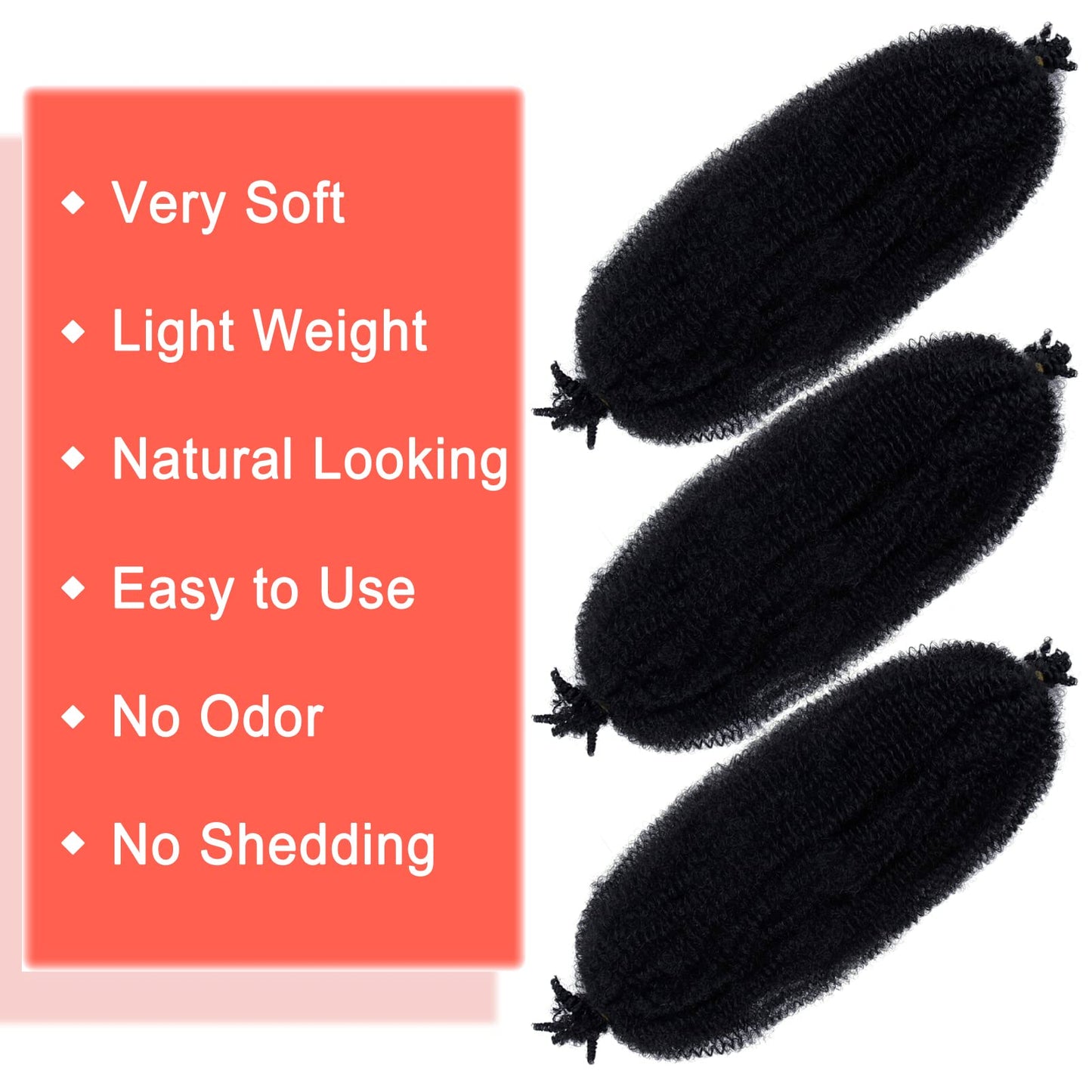 Marley Twist Braiding Hair 18 Inch Black 7 Packs Afro Twist Hair Pre Separated Spring Twist Hair Pre Fluffed Cuban Twist Hair Synthetic Wrapping Hair Extensions for Soft Locs (18",1B)