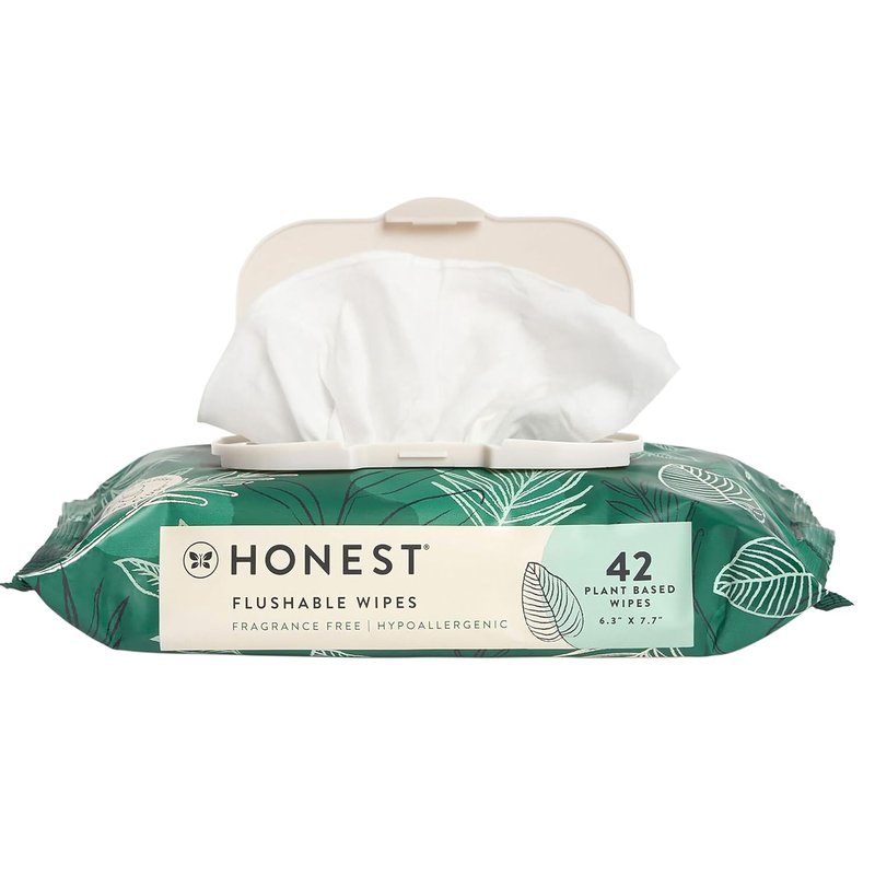 Hypoallergenic Flushable Wipes for Sensitive Skin - Tropical Leaves | 42 Count