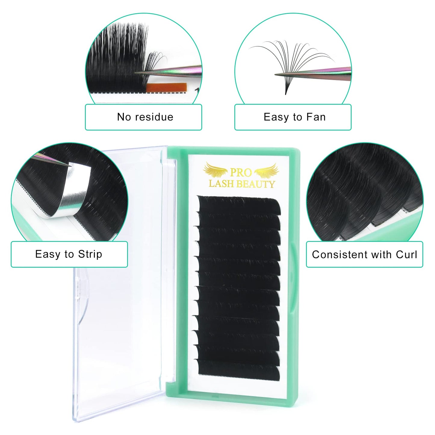 Easy Fan Volume Lashes D-0.10-9-16 Volume Lash Extensions Flowering Lash Extensions Rapid Blooming .03 .05 .07 .10 Lashes Rapid Blooming Eyelash Extensions C D curl(DD-0.03,9-16mix)