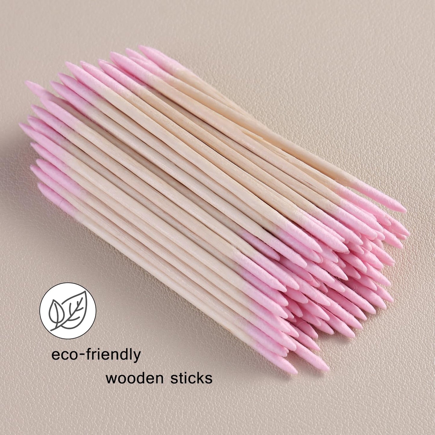 FSpronail 200pcs Pointed Tip Cotton Swabs, Pink Double-head Precision Microblading Cotton Swabs with Wooden Sticks Nail Polish Remover Pen Touch Up Disposable Makeup Applicators Beauty Tools
