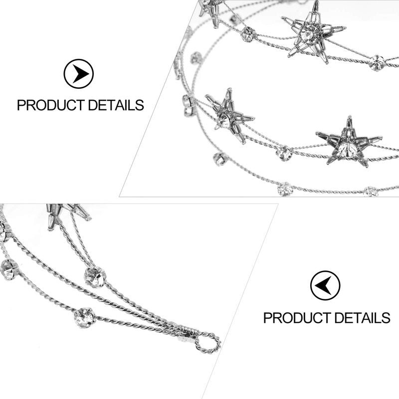 Beaupretty Bling Rhinestone Star Crown, Star Crystal Tiara and Crown Bridal Headpiece Alloy Hairband Wedding Jewelry for Women Girls, Silver