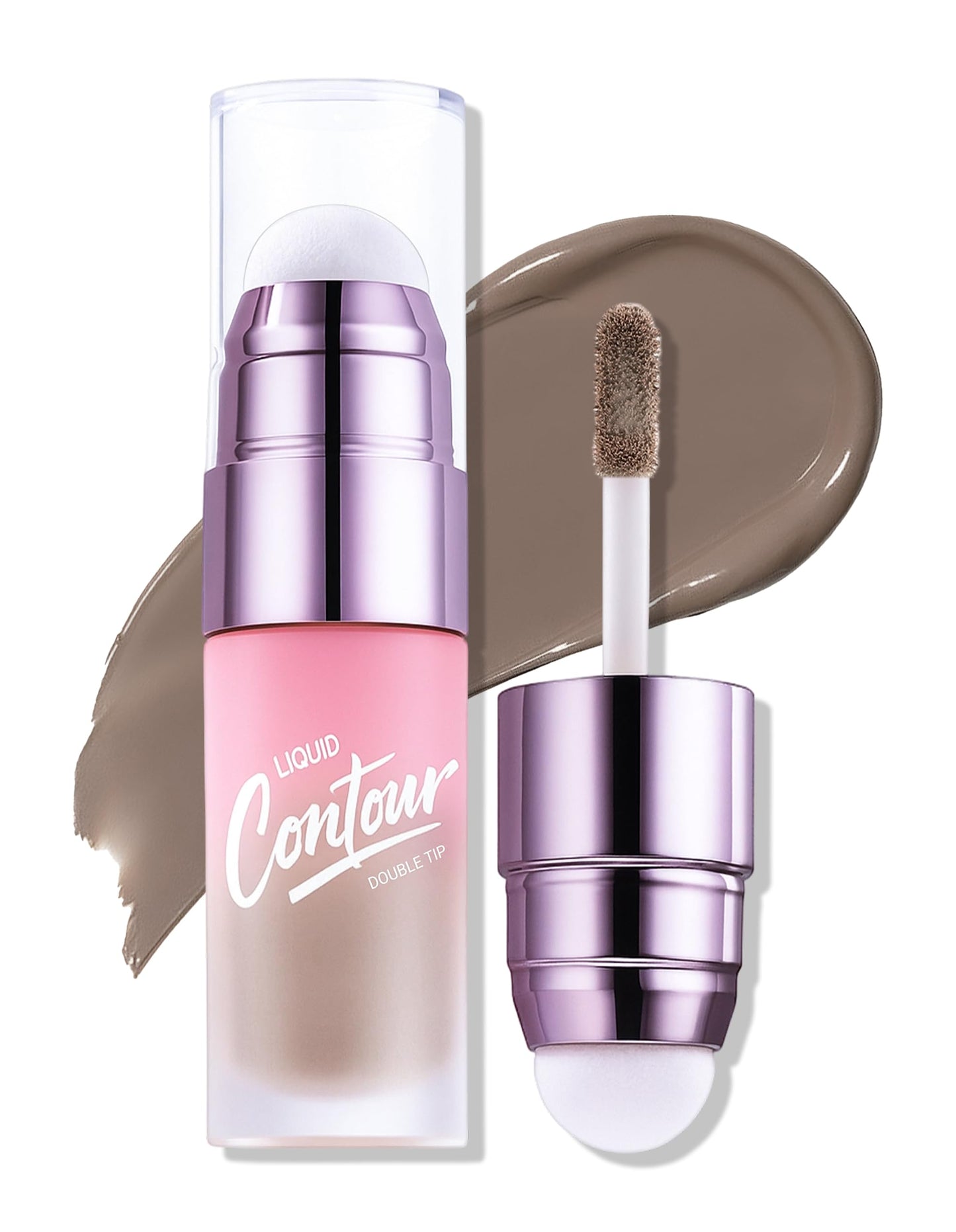 Erinde Cool Toned Liquid Contour Stick - Grey Brown Cream Contour Bronzer with Brush, Liquid Contouring Makeup for Fair Pale Skin, Lightweight Blendable Matte Sculpted Look, Vegan & Cruelty-Free