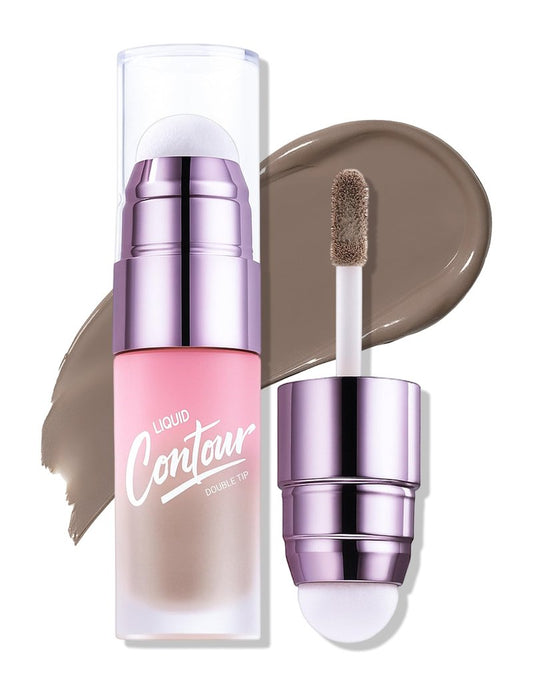 Erinde Cool Toned Liquid Contour Stick - Grey Brown Cream Contour Bronzer with Brush, Liquid Contouring Makeup for Fair Pale Skin, Lightweight Blendable Matte Sculpted Look, Vegan & Cruelty-Free
