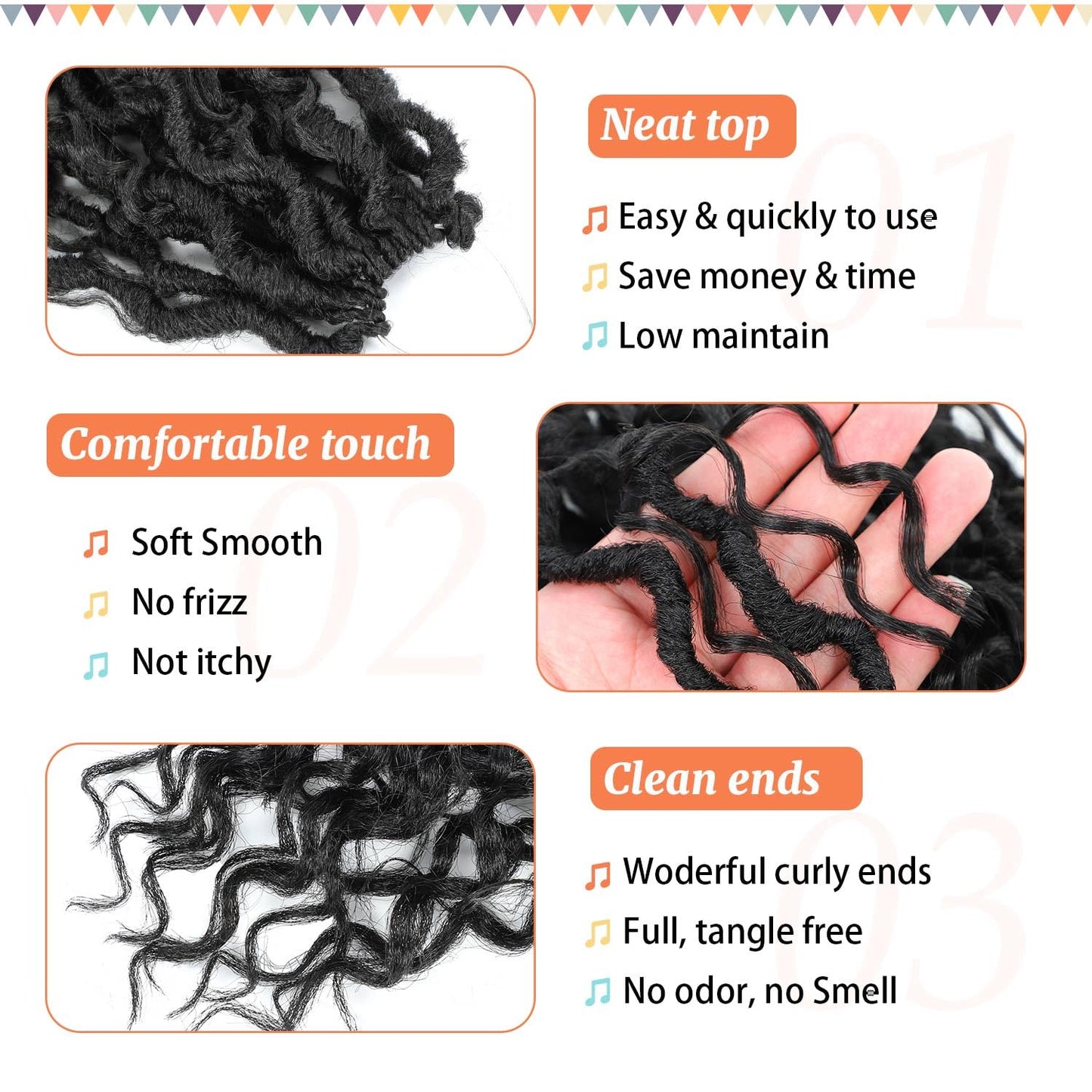 Forevery Goddess Locs Crochet Hair 12 Inch Faux Locs Crochet Hair for Black Women Pre Looped 6 Packs Boho Locs Crochet Hair with Curly Ends 1B