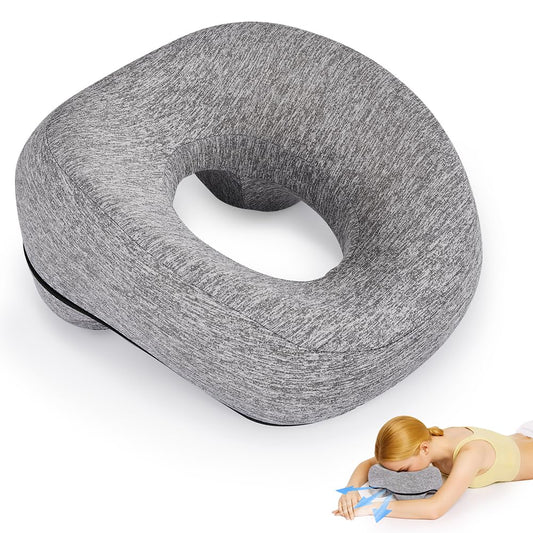 YOSHIKO Massage Table Face Down Pillows for Bed, Massage Headrest for Face Down Sleepers, Eye Surgery Recovery, Spa Pillow for Massage Table with Breathable Design, Removable Cover Grey