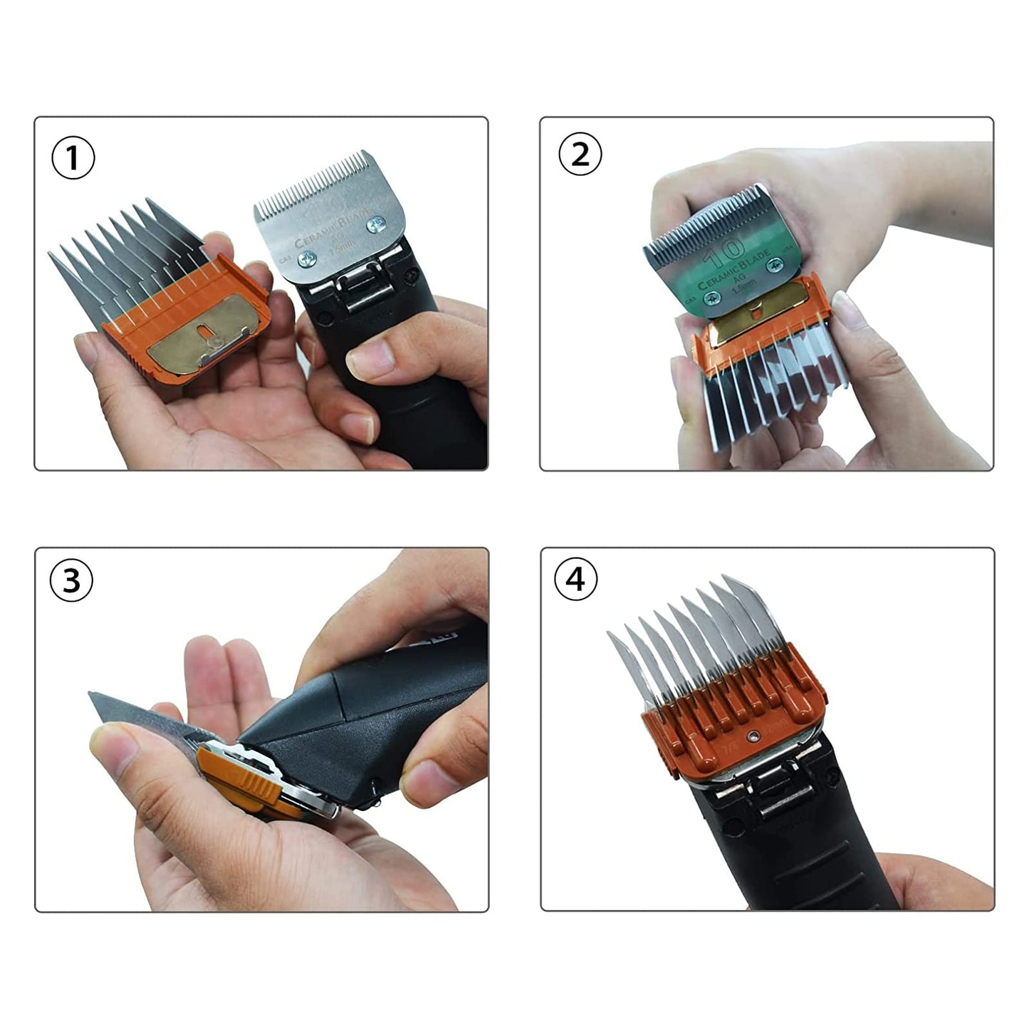 COSYONALL Animal Stainless Steel 9 Color Dog Guide Comb Set,Cutting Length 1/8" to 1 1/4" for 10#/15#/30# A5 Detachable Blade,Compatible with Andis, Oster A5, Wahl KM Series Clipper Guards