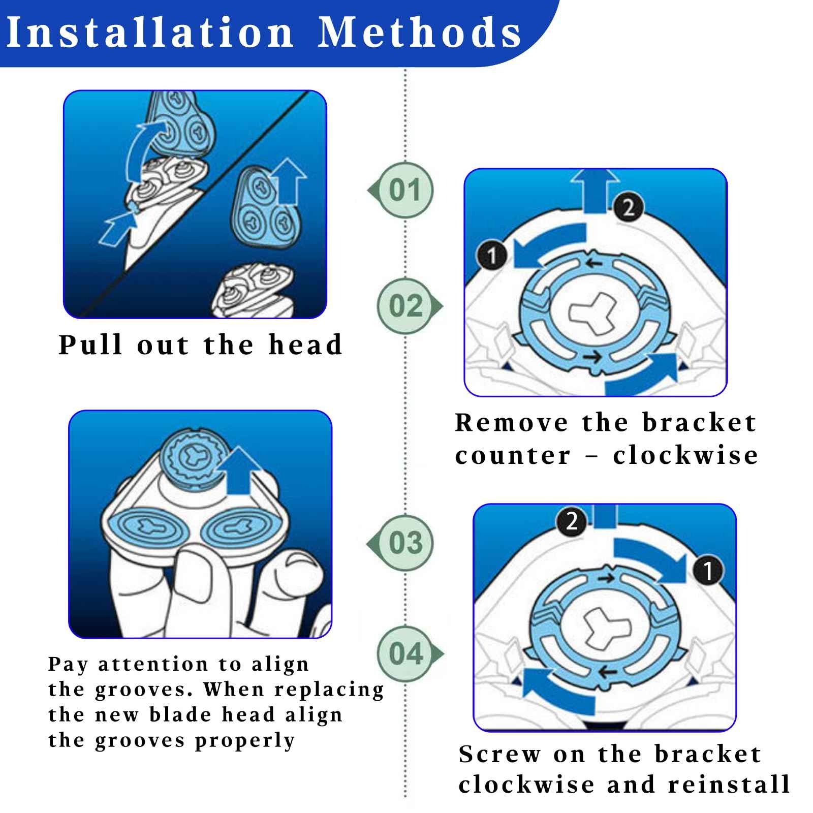 8 Pack SH50 Replacement Heads for Philips Norelco Series 5000, Replacment for Norelco Replacement Blades, Fit for Electric Shaver S5210 S5380 (8 Blades & 4 Brushes)