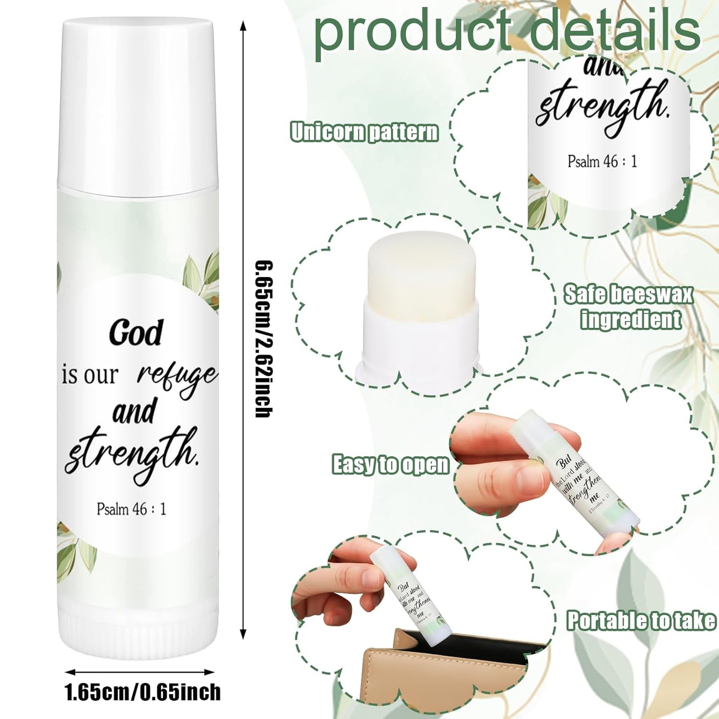 Christian Lip Balm Bulk - 50 Pcs Inspirational Bible Verses | Eucalyptus Flavor for Gifts & Party Favors
