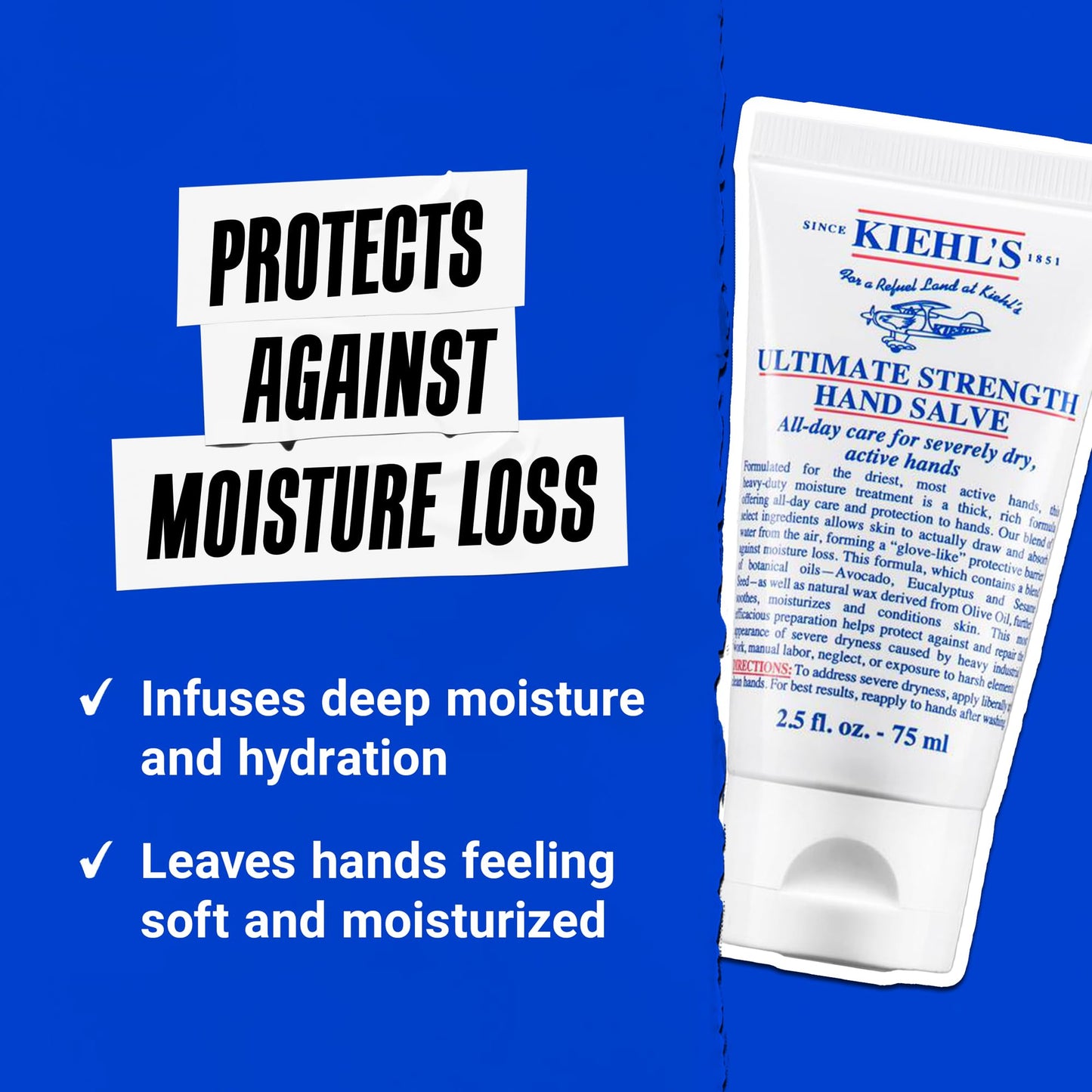 Kiehl's Ultimate Strength Hand Salve, Deeply Hydrating Hand Lotion, Thick and Rich Formula for Intense Moisture and Conditioning, Protects and Repairs Dry Hands, Paraben and Gluten Free - 5 fl oz
