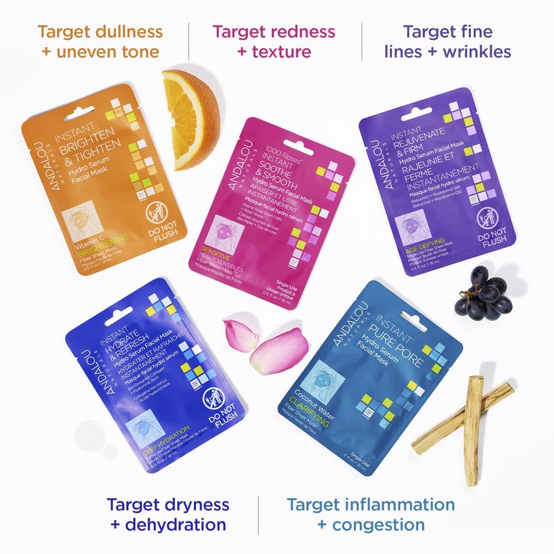 Andalou Naturals, Age Defying Instant Rejuvenate & Firm Sheet Mask (Pack of 5)