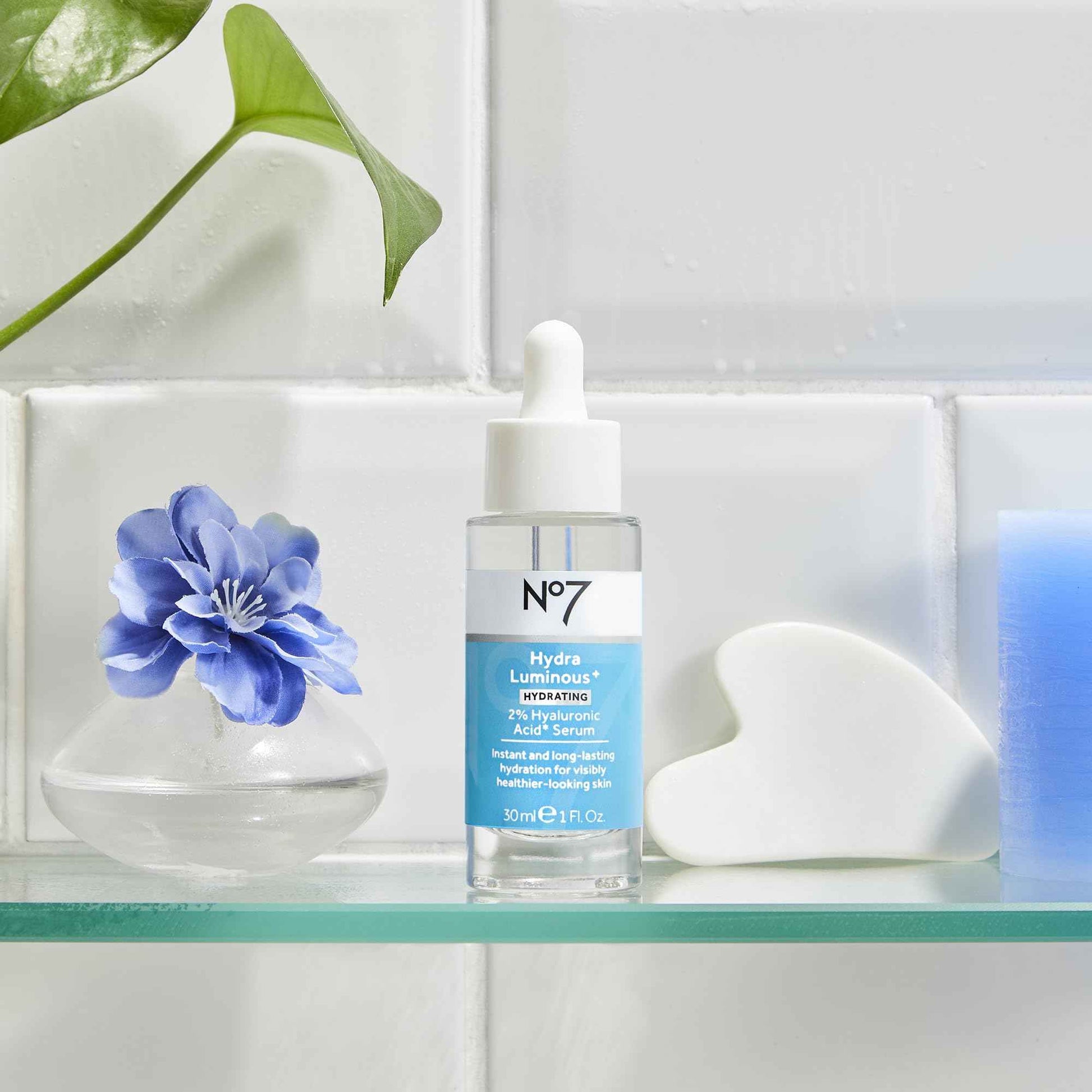 No7 HydraLuminous+ 2% Hyaluronic Acid Serum - Hydrating Facial Serum with 5% Vitamin B3 Niacinamide to Support Skin Barrier Repair - For Visibly Radiant & Healthier-Looking Skin (1 Fl Oz)
