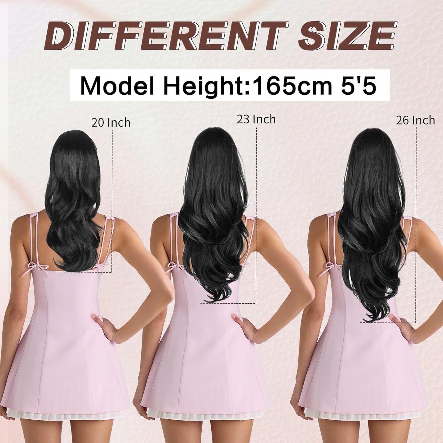 Ponytail Extension - 23 Inch Dark Brown Wavy Drawstring Hairpiece | Synthetic Clip-In for Women