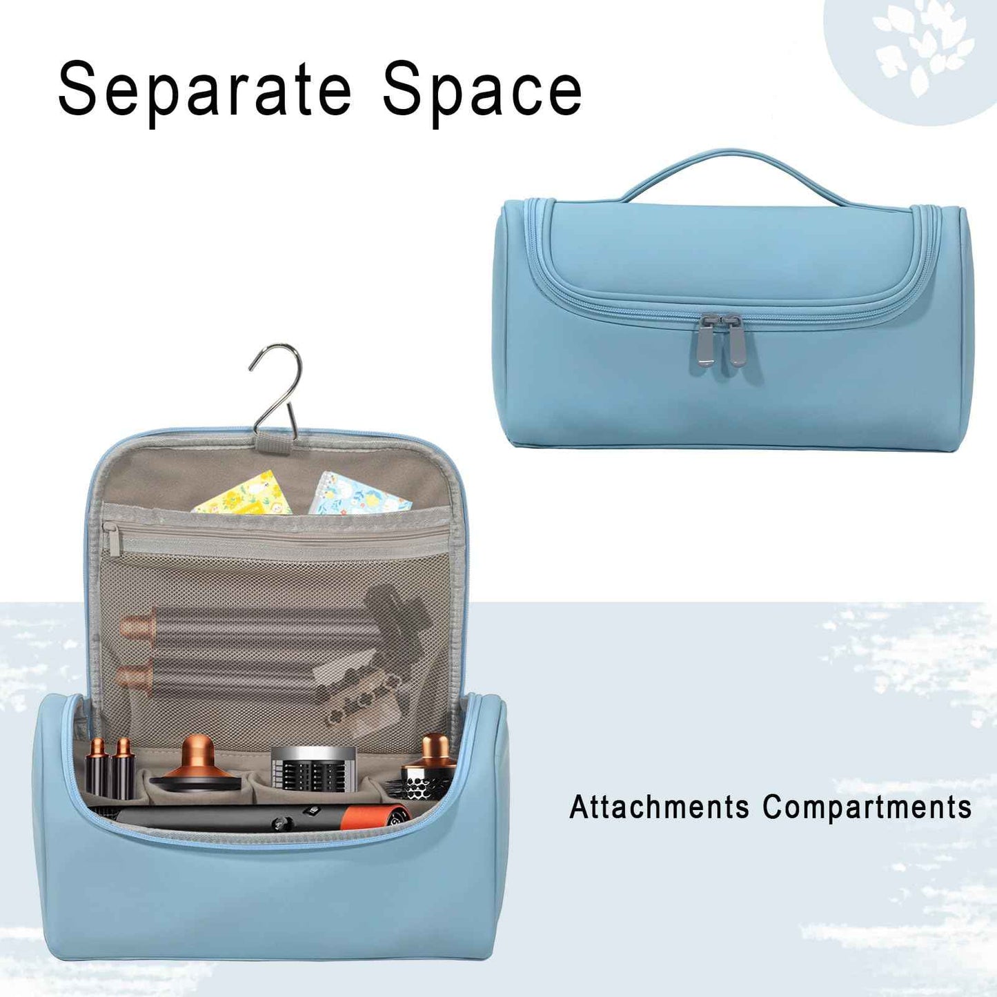 Haroranax Portable Travel Case for Dyson Airwrap Multifunction Curling Iron And Accessories, Travel Bag With Hook, Stores All Models Of Curling Irons And Accessories (Sky blue)