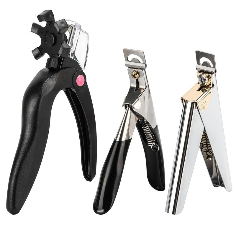 3 Pieces Acrylic Nail Clippers, Adjustable Nail Tip Cutter with Sizer and Catcher, Stainless Steel False Nail Clipper for Acrylic Nails with Length Nail Clippers for Acrylic Nails with Length Measure