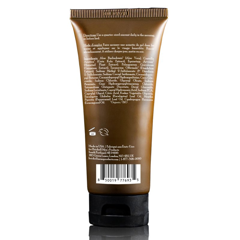 Brickell Men's Clarifying Gel Face Wash for Men, Rich Foaming Daily Facial Cleanser Formulated With Aloe, Geranium and Coconut, 3.4 Ounce