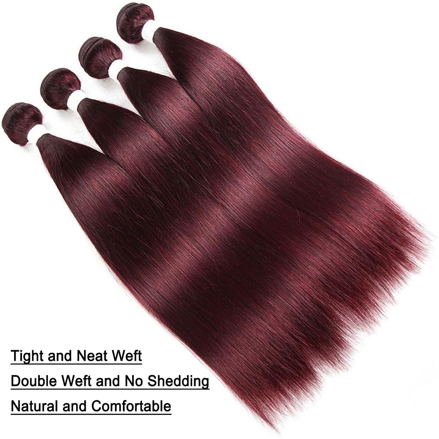 REMY HAIR Straight Human Hair Bundles 99J Burgundy Bundles 1 Bundle 14 Inches 100% Human Hair