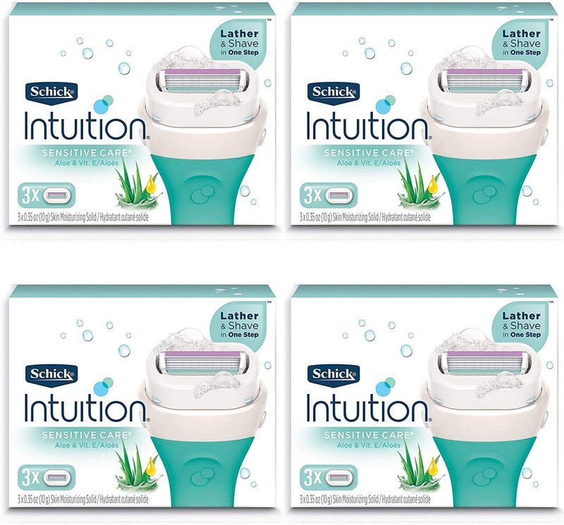 Schick Intuition Pure Nourishment Womens Razor Refills with Coconut Milk and Almond Oil, 3 Count (Pack of 4)