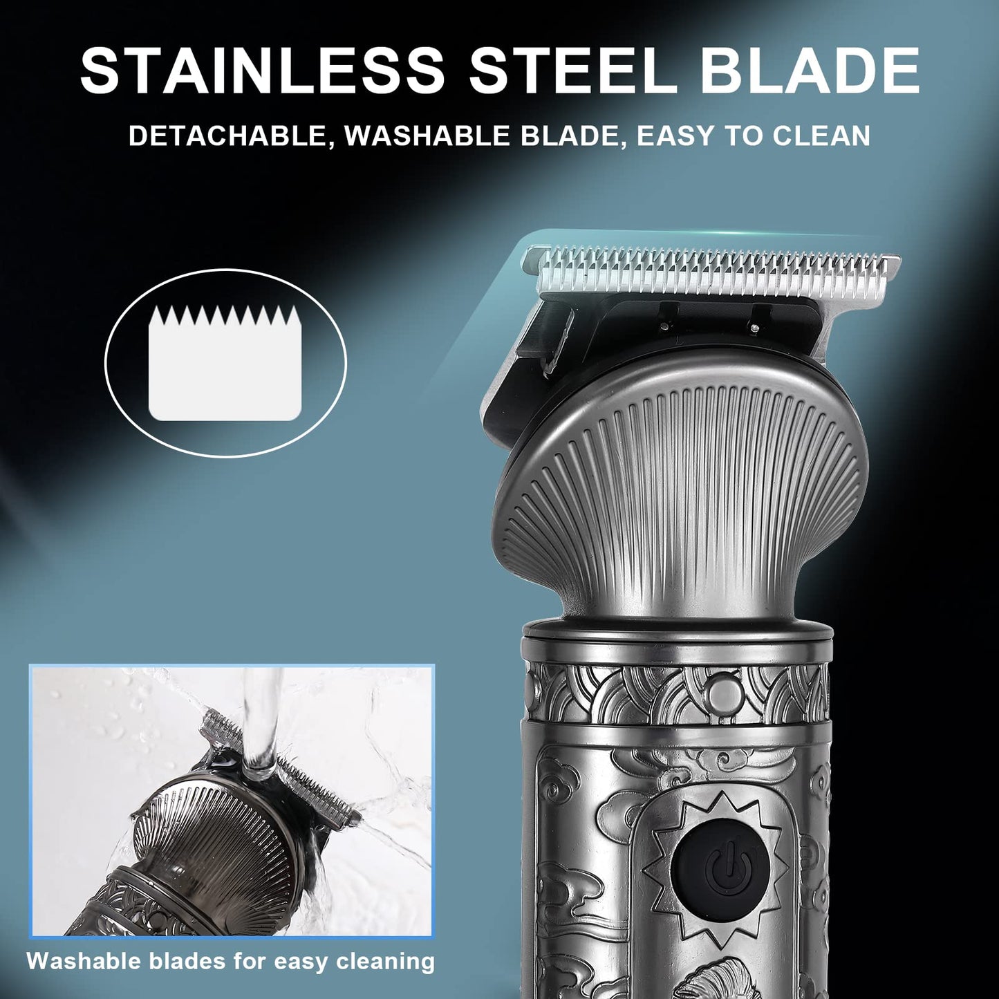 Hatteker Beard Trimmer Kit for Men Professional Hair Clipper T-Blade Beard Hair Shaver Nose Trimmer Hair Cutting Kit Body Grooming Kit Cordless 6 in 1
