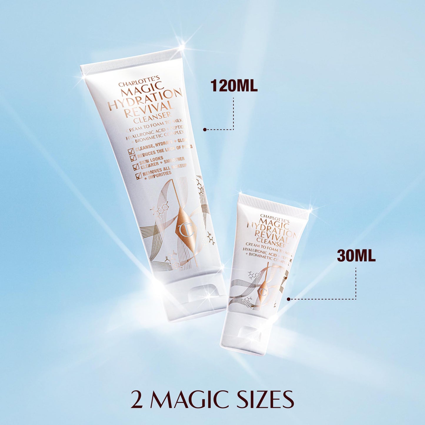 Charlotte Tilbury Magic Hydration Revival Facial Cleanser - Gentle, Foaming Face Wash to Hydrate, Revive & Prime Skin - Helps Reduce the Appearance of Pores While Removing Makeup & Impurities (120ml)