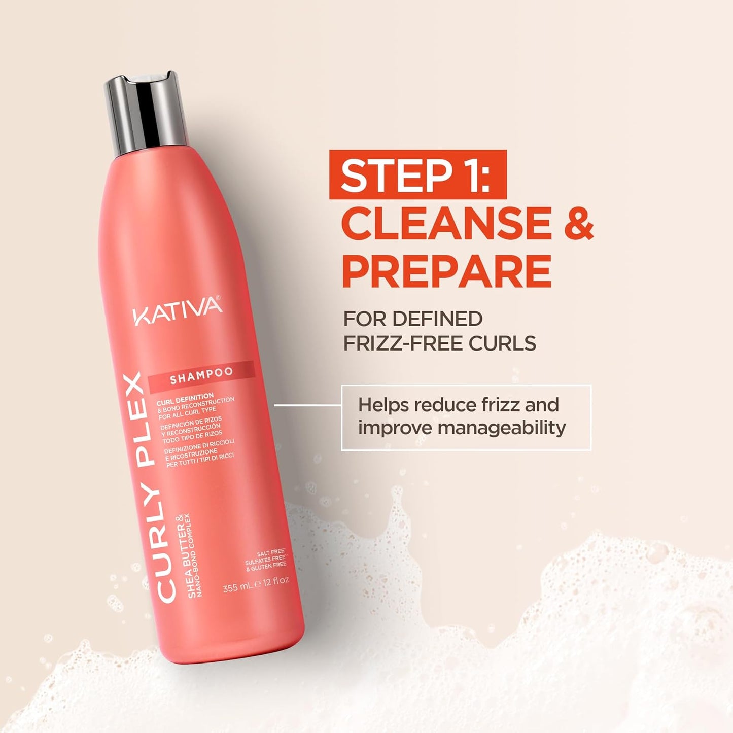 Kativa Curly Plex Shampoo & Activator Cream Bundle | 8oz Each | Curl Definition & Reconstruction with Nano-Bond Complex