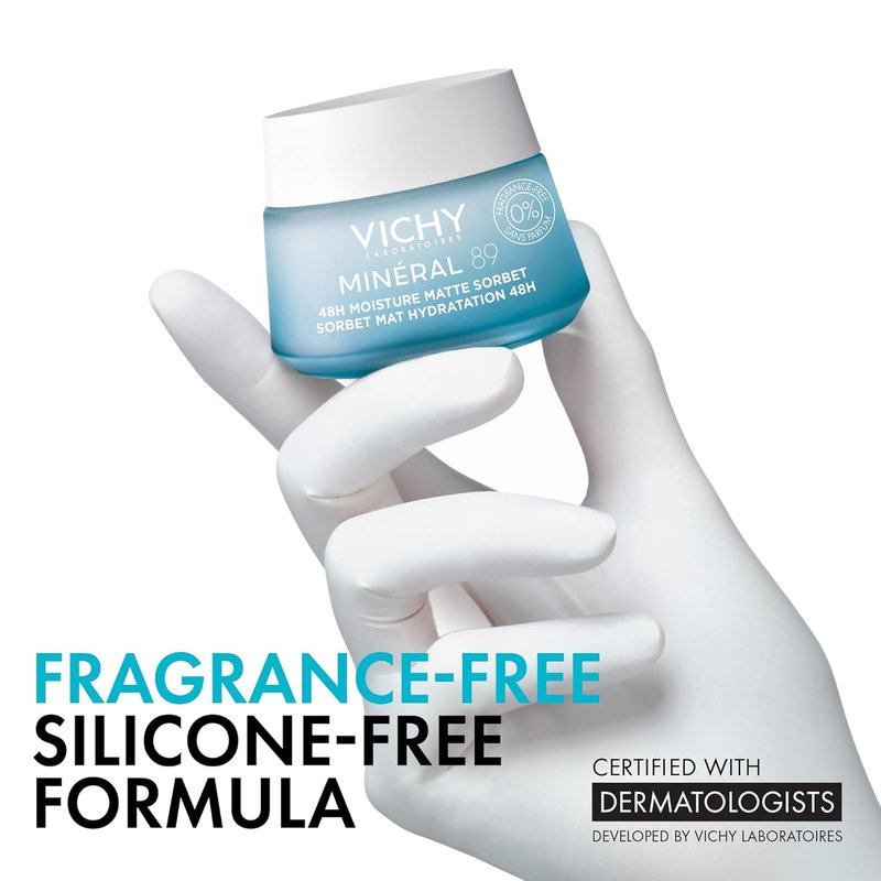 Vichy Mineral 89 Moisture Boosting Cream - Fragrance-Free Daily Face Moisturizer with Hyaluronic Acid | Suitable for All Skin Types