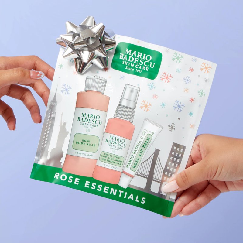 Mario Badescu Rose Essentials 3-Piece Set – Rose Body Wash, Rosewater Facial Spray & Lip Balm for Hydrating Head-to-Toe Skincare
