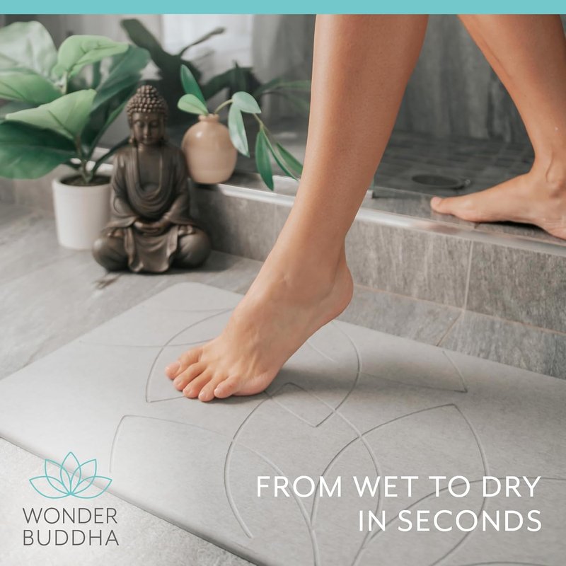 Wonder Buddha Stone Bath Mat - Luxurious Lotus Design for Spa-Like Comfort