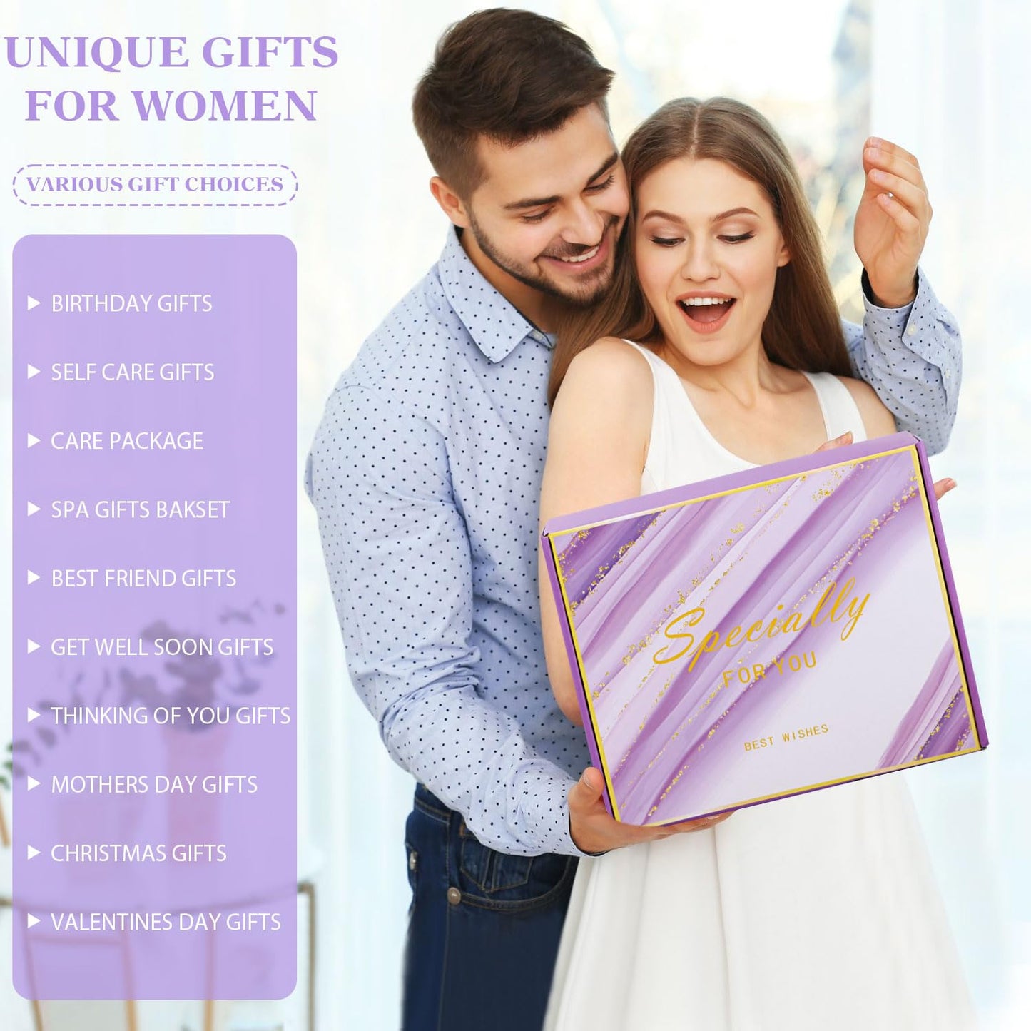 Self Care Gifts for Women Birthday Unique, Relaxing Spa Gift Baskets for Women Care Package, Lavender Valentines Day Gifts for Her Mom Wife Girlfriend Friends Sister