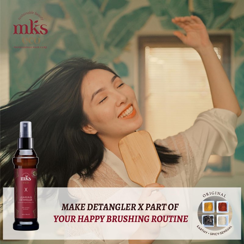 MKS eco X, Original Scent - 4 fl oz - Leave-In Treatment & Detangler - Moroccan Argan Oil, Hemp Seed Oil - Vegan & Cruelty Free