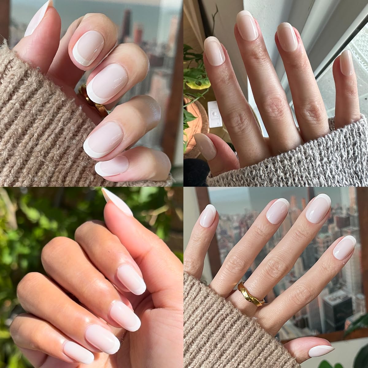 Olive & June Classic Super Stick Mani Press On Nails | No Glue Needed | 32 Tab Nails, 16 Sizes | Non-Toxic Easy On-Off Non-Damaging Real Look | 7-Day Wear | Short, Round | Classic French