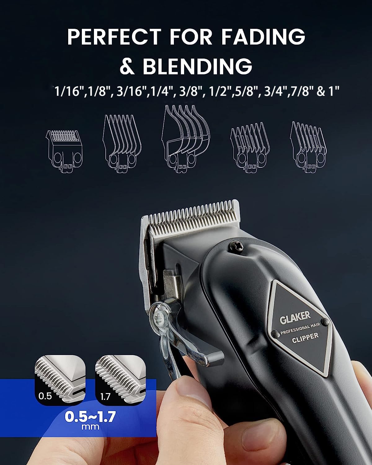 GLAKER Hair Clippers for Men Professional - Cordless Clippers and Trimmers Set, Complete Barber Kit for Hair Trimming & Beard Grooming, Mens Haircutting Kits for Blending & Fade Cuts (Green)