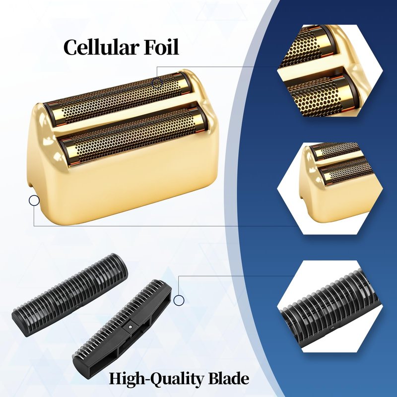 3 Pack Shaver Replacement Foil and Cutters Compatible with BaBylissPRO Double FXFS2 Metal Shaver foil Replacement (Golden 3 Pack)