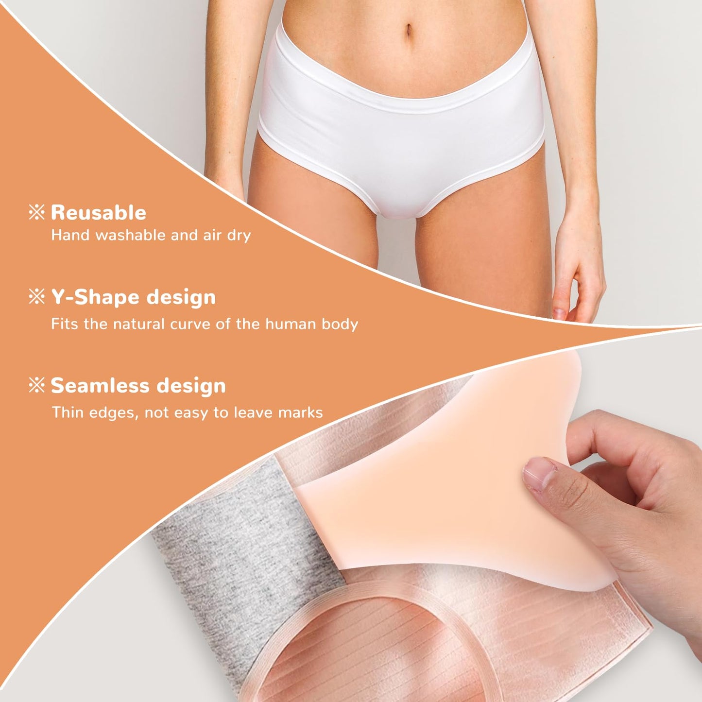 Hoohnnaa 4Pcs Camel Toe Concealer, Y Shape Concealer for Women Reusable Invisible Self-adhesive Silicone Pad Insert for Bikini Swimsuit Yoga Pants