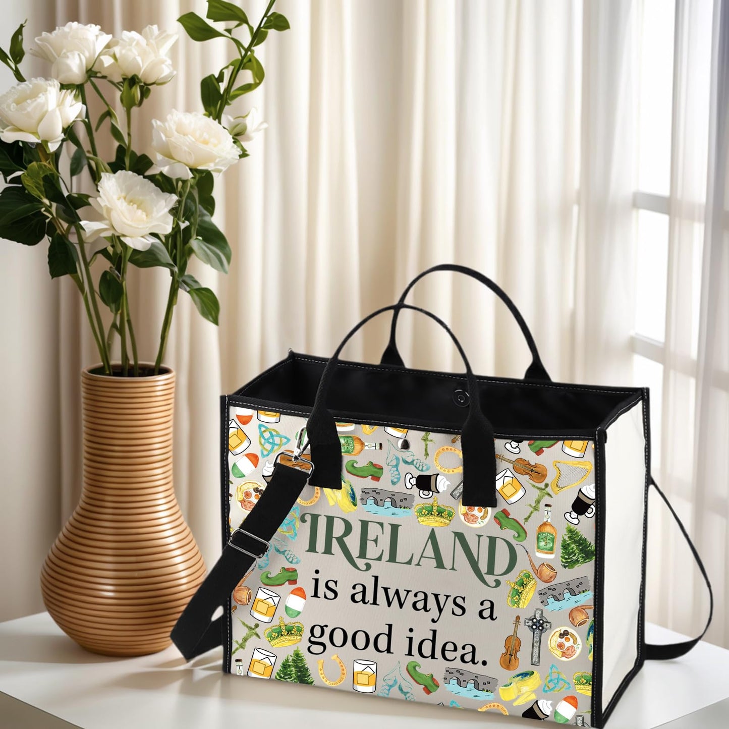WCGXKO Ireland Trip Gift Ireland Lover Gift Merch Zipper Pouch Makeup Bag LT