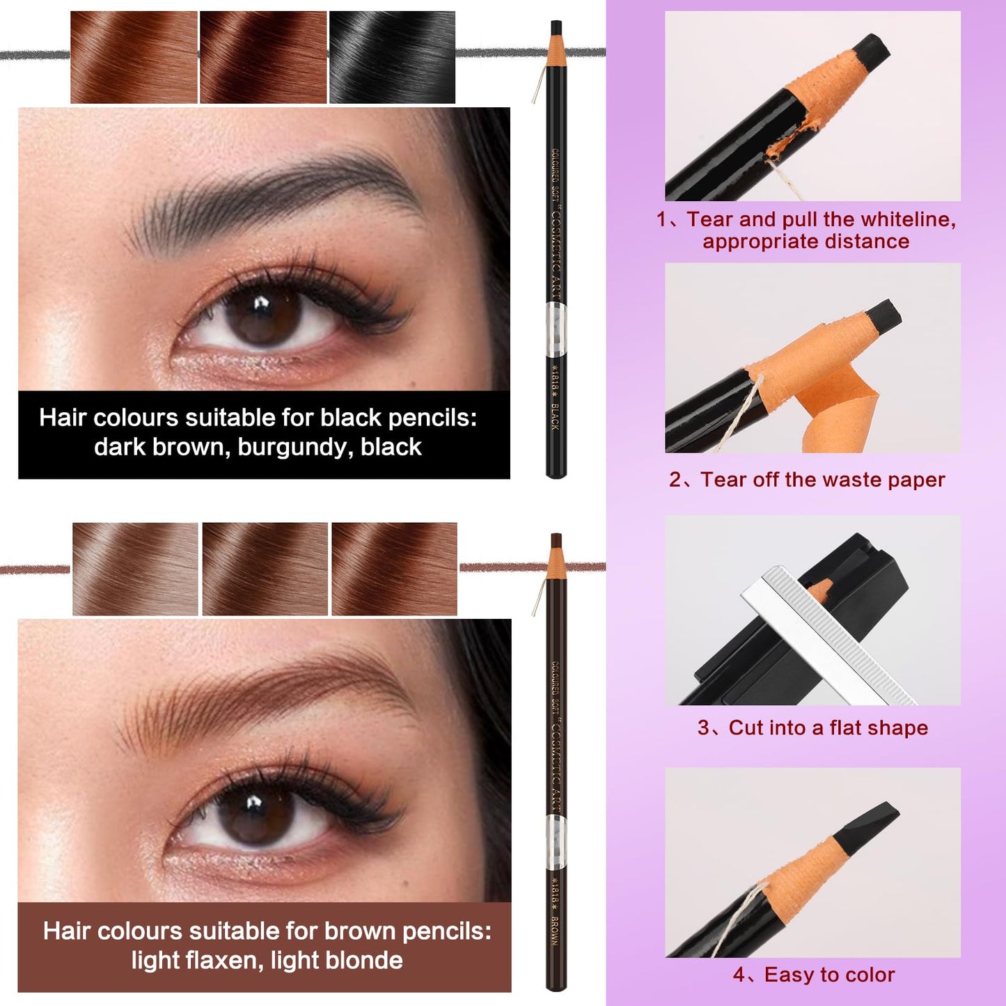 QUEEJOY Eyebrow Mapping Kit with 10M X2 Colors Brow Mapping String,50pcs Ruler Stencils, 20g White and Pink Brow Paste, 2 Brow Brushes Set, Eyebrow Mapping Pencil,Sharpener, Razor and Instructions