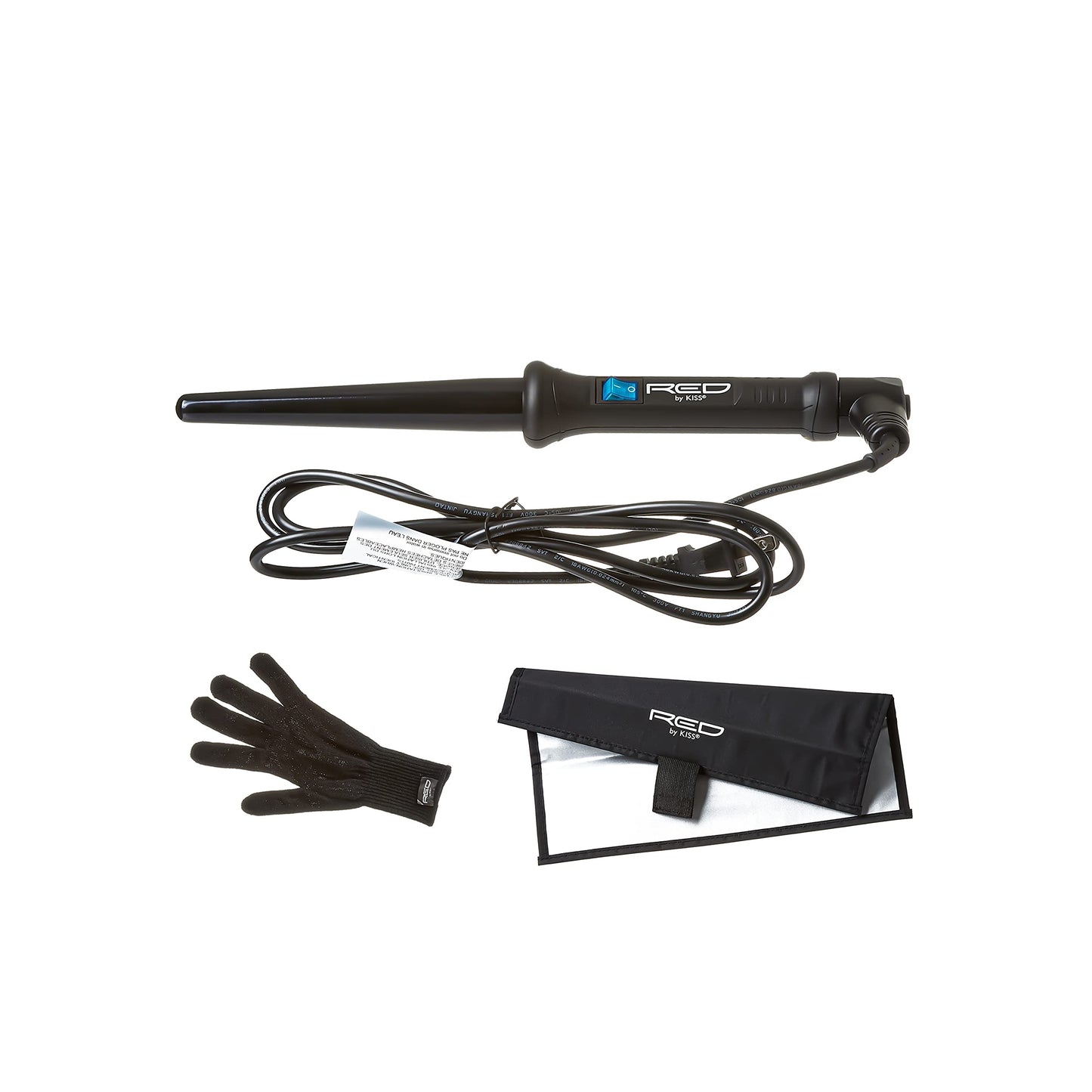 Kiss Products Red Tapered Curling Wand, 1"-1/2", 1.2 Pound