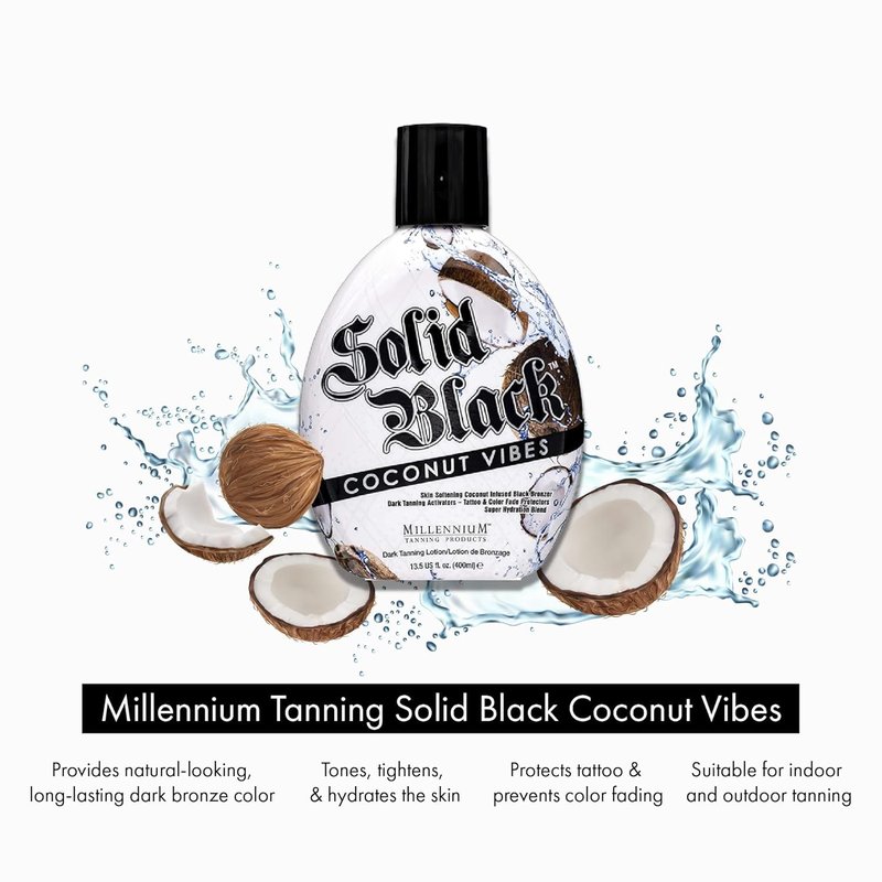 Millennium Tanning Dark Tanning Lotion - Coconut Vibes with Tattoo & Color Fade Protection | 13.5 fl. oz.