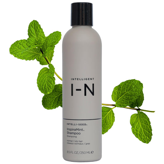 InspiraMint Invigorating Shampoo with Peptides | Scalp Balancing & Refreshing Daily Care for Normal and Oily Hair | Organic Mint Formula Adds Shine | Color-Safe, Vegan, Sulfate-Free | 8.5 fl oz
