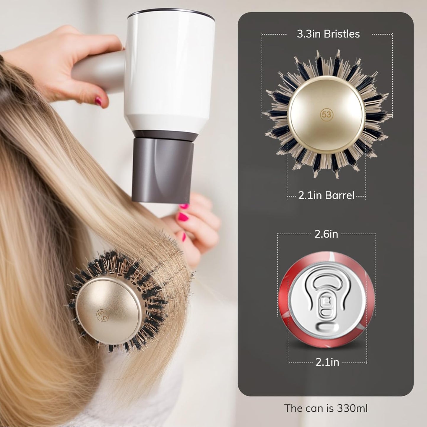 Nano Thermal Ceramic Round Hair Brush - Ionic Tech & Boar Bristles | 2 Pack for Styling & Curling