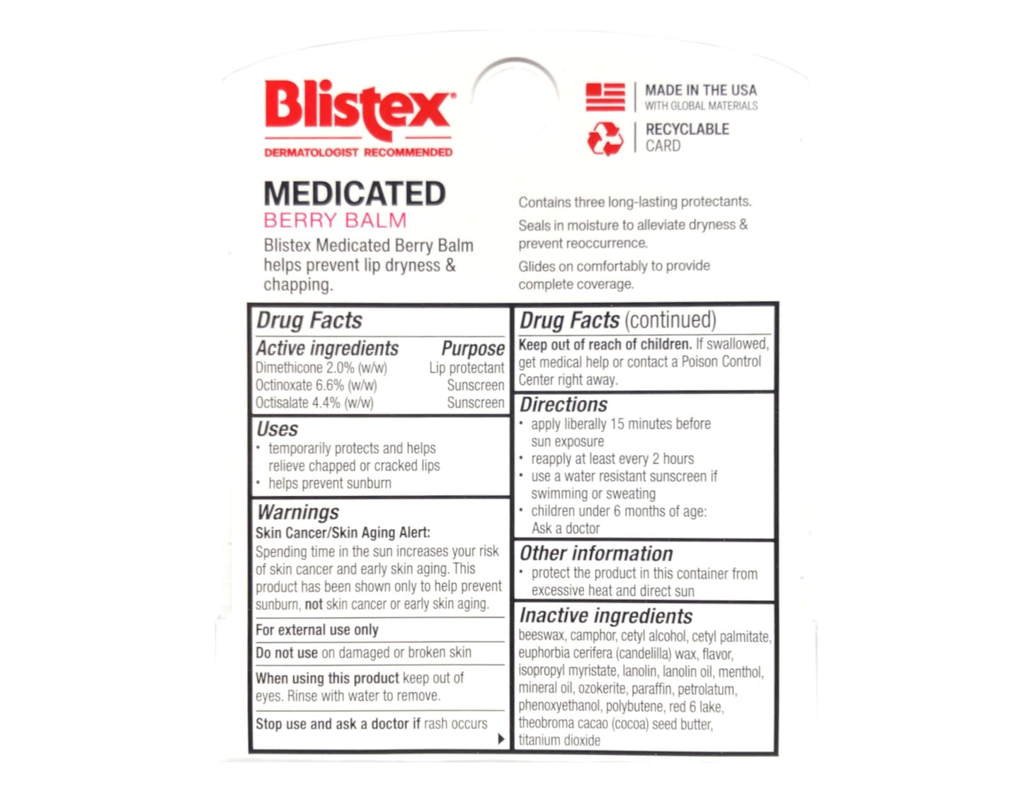 Blistex Medicated Berry Balm, 0.15 Ounces (Pack of 24)