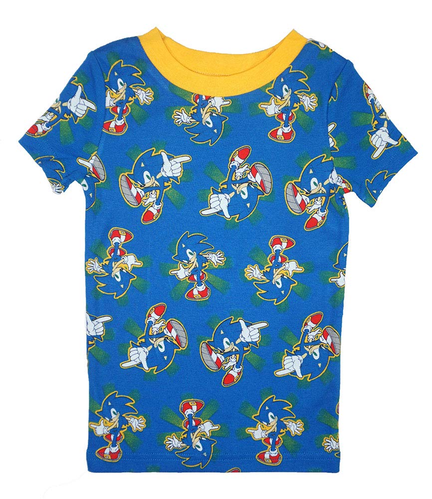 Sonic The Hedgehog Boys Gaming 4-Piece Pajama Set, S/S Blue, 10