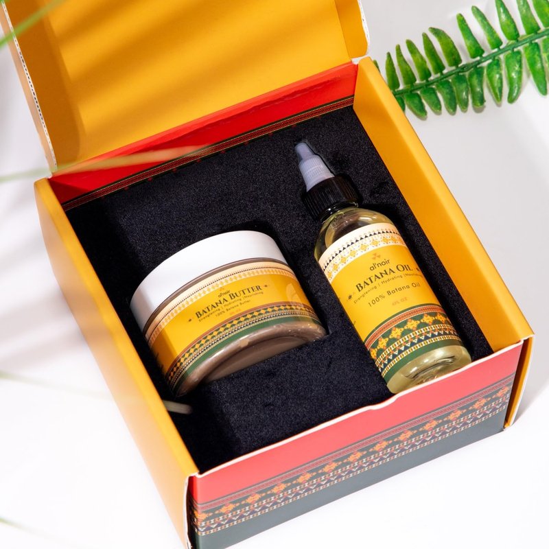 PowerPak Al-noir Batana Oil Hair Care Set for Men & Women | 100% Raw Batana Butter + Pure Cold-Pressed Refined Batana Oil for Hair Growth, Thickness, Strength, and Repair