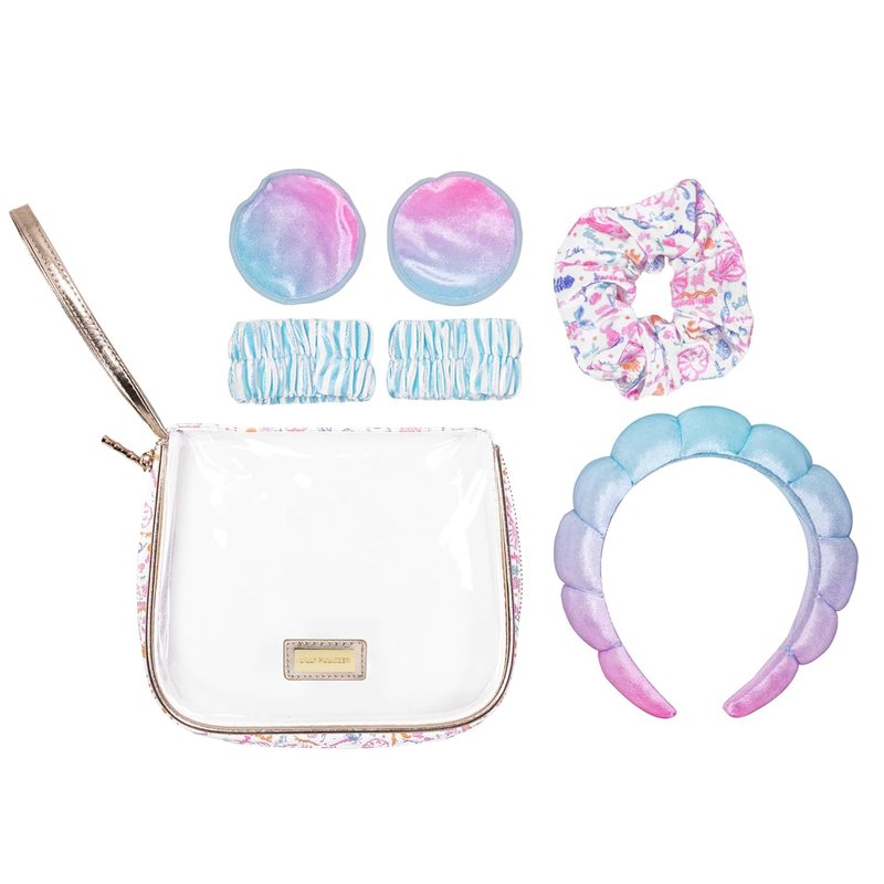 Lilly Pulitzer Spa Gift Set for Women - Self Care Kit with Headband, Face Wash Pads & Scrunchie | Summer Serenade