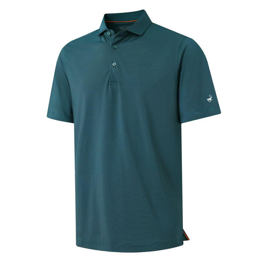MICHEL ROUEN Golf Shirts for Men Short Sleeve Lightweight Quick Dry Pin Striped Casual Collared Polo Shirts