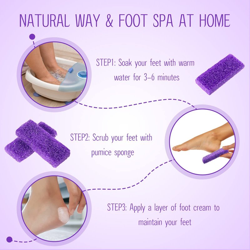 Batiyeer 300 Pcs Pumice Stone Bulk for Feet Scrubber Dead Skin Disposable Foot Pumice Foot Shower Scrubber for Heel Cuticle Callus Remover Bath Spa(Purple)