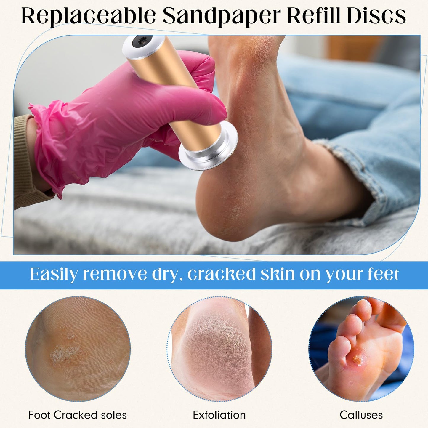 Gisafai 500 Pcs Sanding Replacement Pad Sandpaper Disk for Electric Foot File Callus Remover Tool Black Foot File Disc for Men Women Cracked Heels Dead Skin (60 Grit,80 Grit,100 Grit,180 Grit)